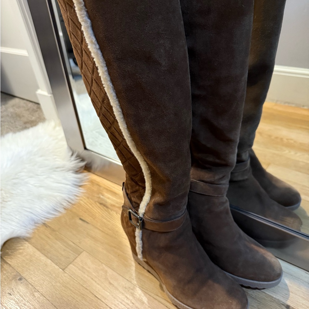 Aquatalia Brown Suede Knee-High Boots. Size 10 - Picture 3 of 11
